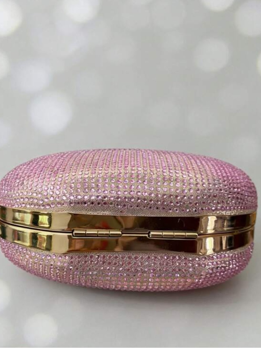 Pink Crystal Apple Clutch Handbag - Picture 5 of 10